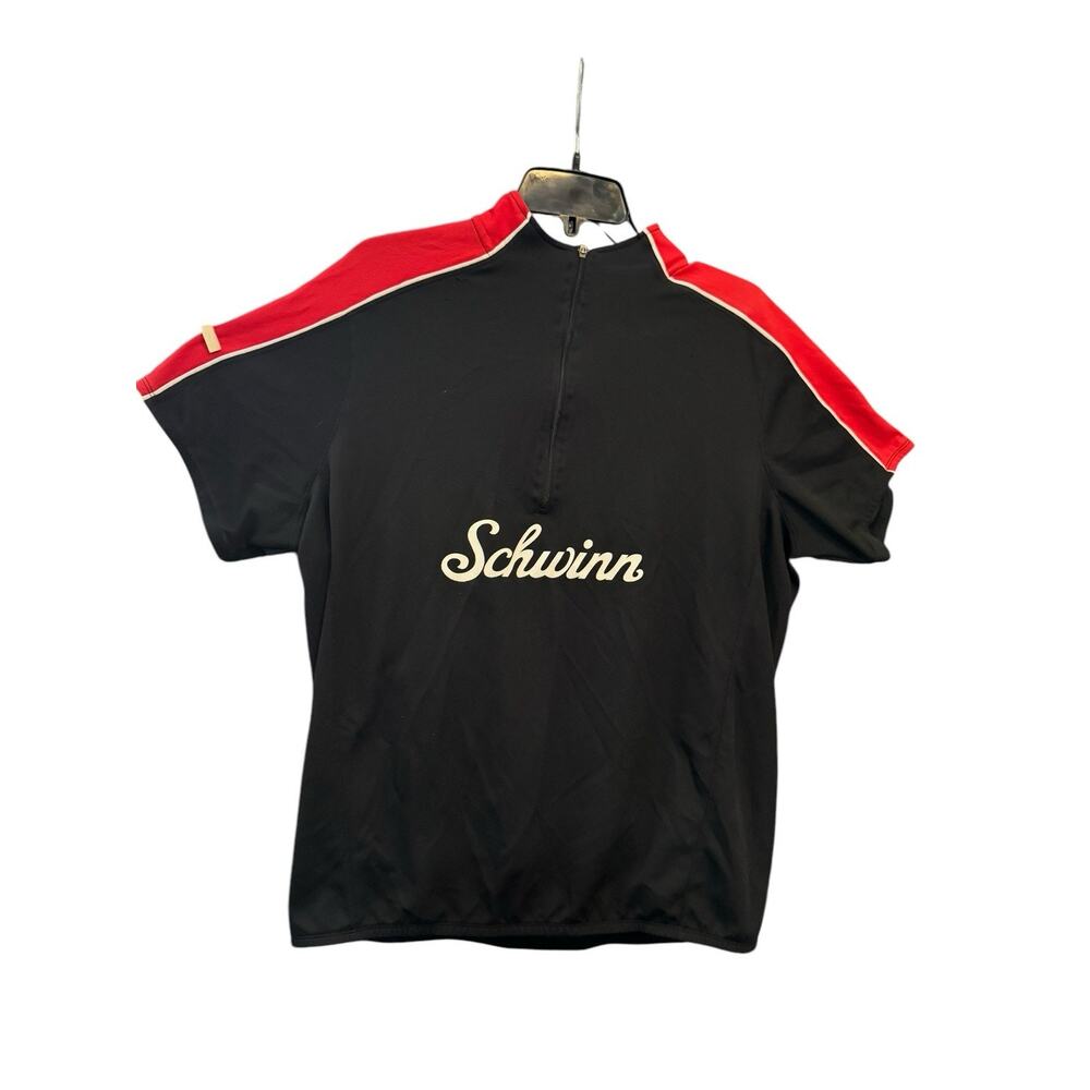Schwinn Classic Black Red Bicycle Jersey 1/4 Zip Back Pockets Size Large